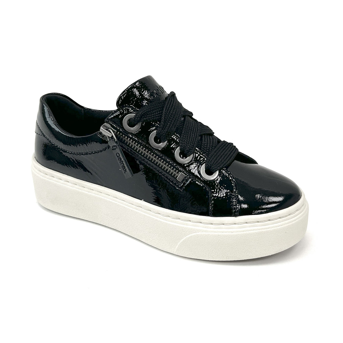 Aetrex Aubrey Arch Support Platform Sneaker - Black Patent