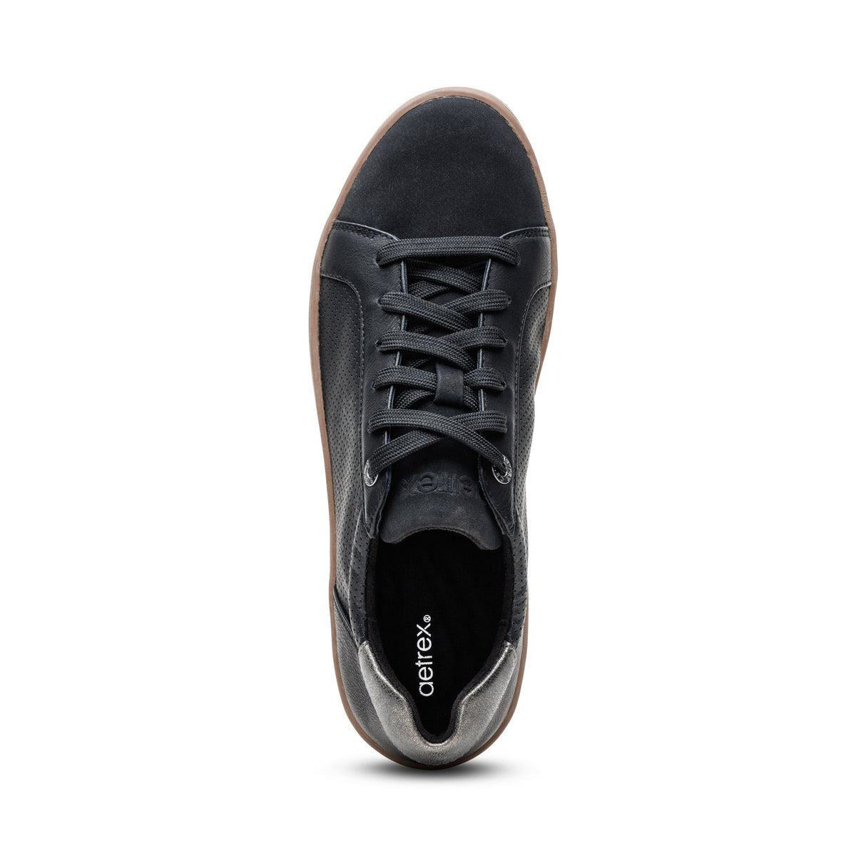 Aetrex Michaela Lace-Up Sneaker - Black/Brown