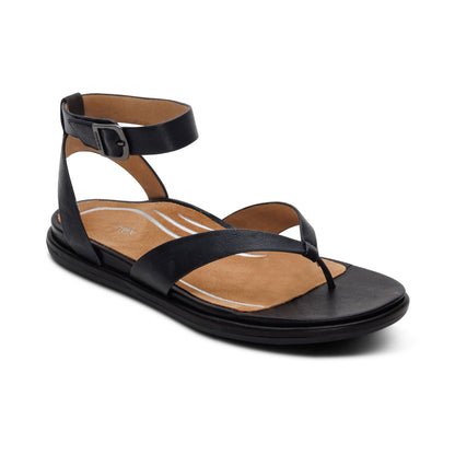 Aetrex Kendall Arch Support Thong Sandal - Black