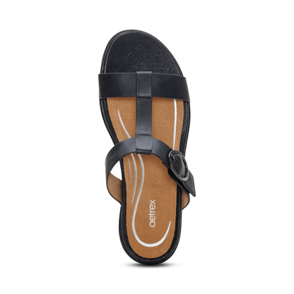 Aetrex Blaire Adjustable Slide Sandal - Black