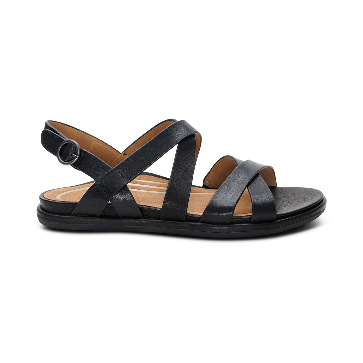 Aetrex Piper Arch Support Strap Sandal - Black