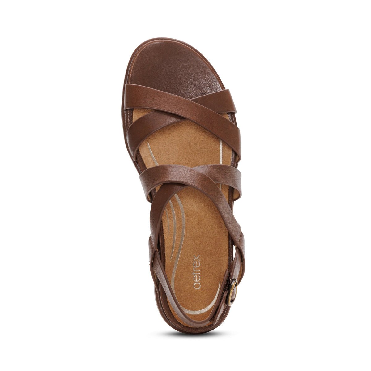 Aetrex Piper Arch Support Strap Sandal - Coffee