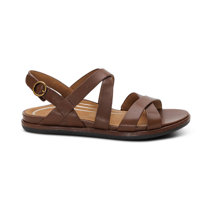 Aetrex Piper Arch Support Strap Sandal - Coffee