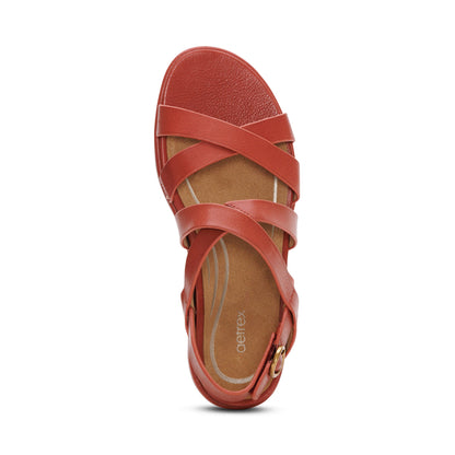 Aetrex Piper Arch Support Strap Sandal - Terracotta