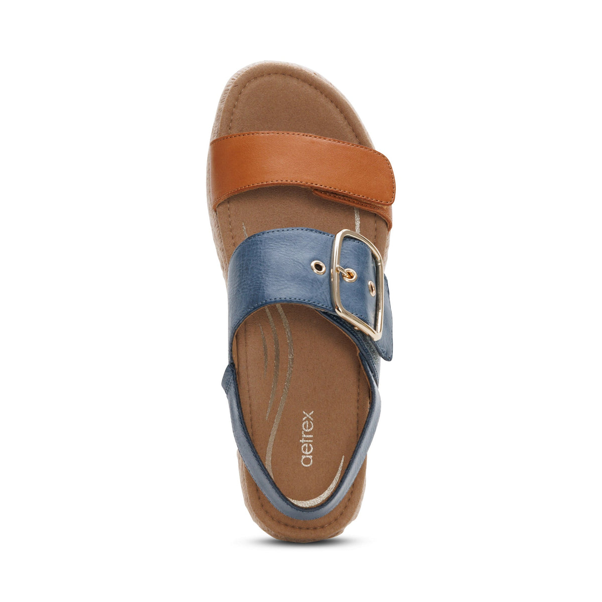 Aetrex Vania Arch Support Platform Sandal - Hazy Blue