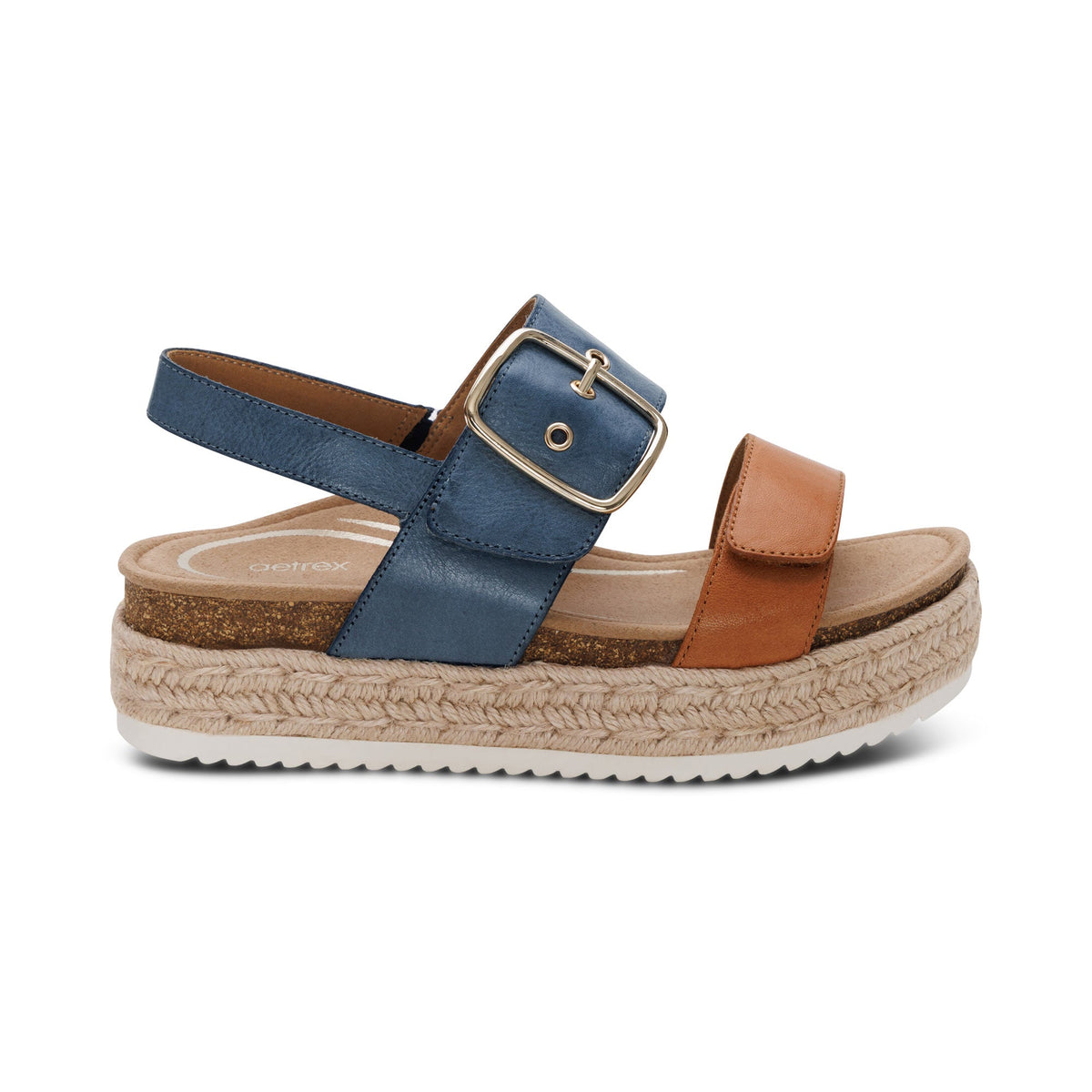 Aetrex Vania Arch Support Platform Sandal - Hazy Blue