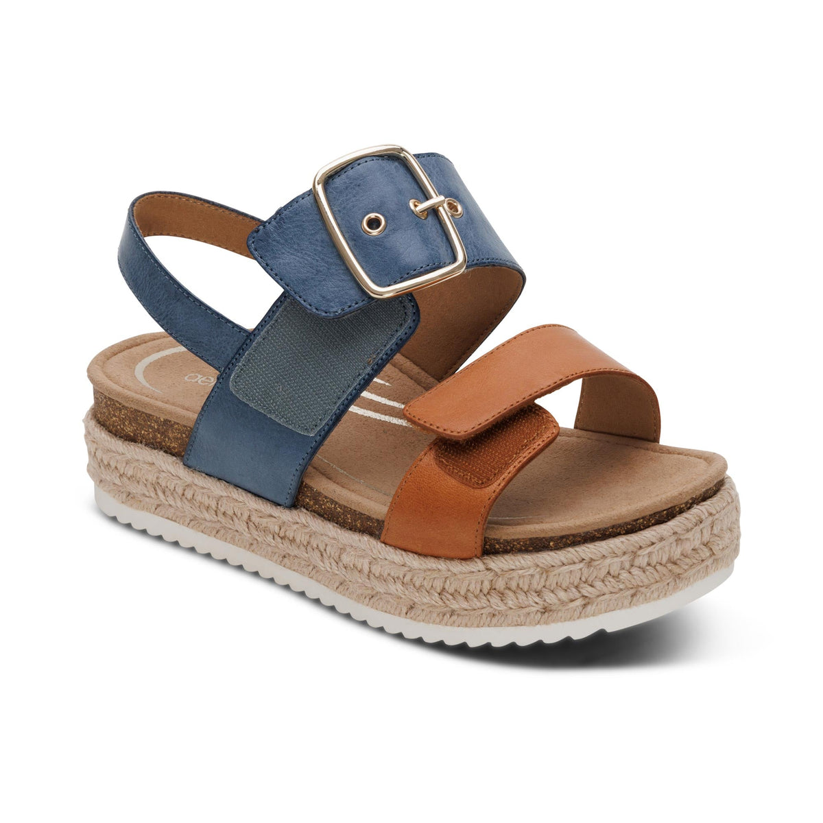 Aetrex Vania Arch Support Platform Sandal - Hazy Blue