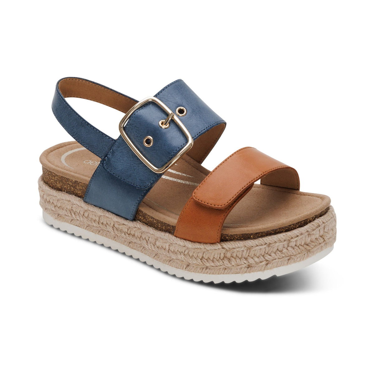 Aetrex Vania Arch Support Platform Sandal - Hazy Blue
