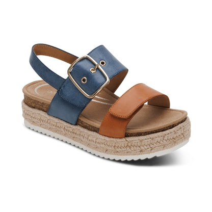 Aetrex Vania Arch Support Platform Sandal - Hazy Blue