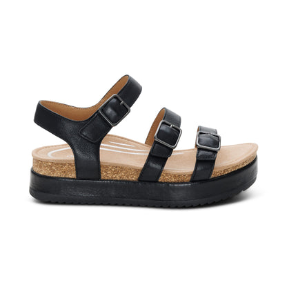 Aetrex Aria Arch Support Platform Sandal - Black