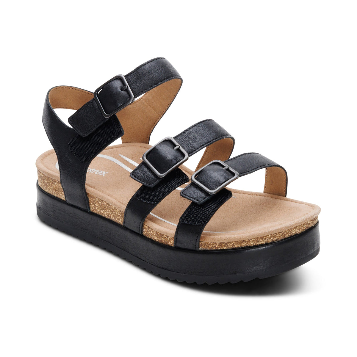 Aetrex Aria Arch Support Platform Sandal - Black