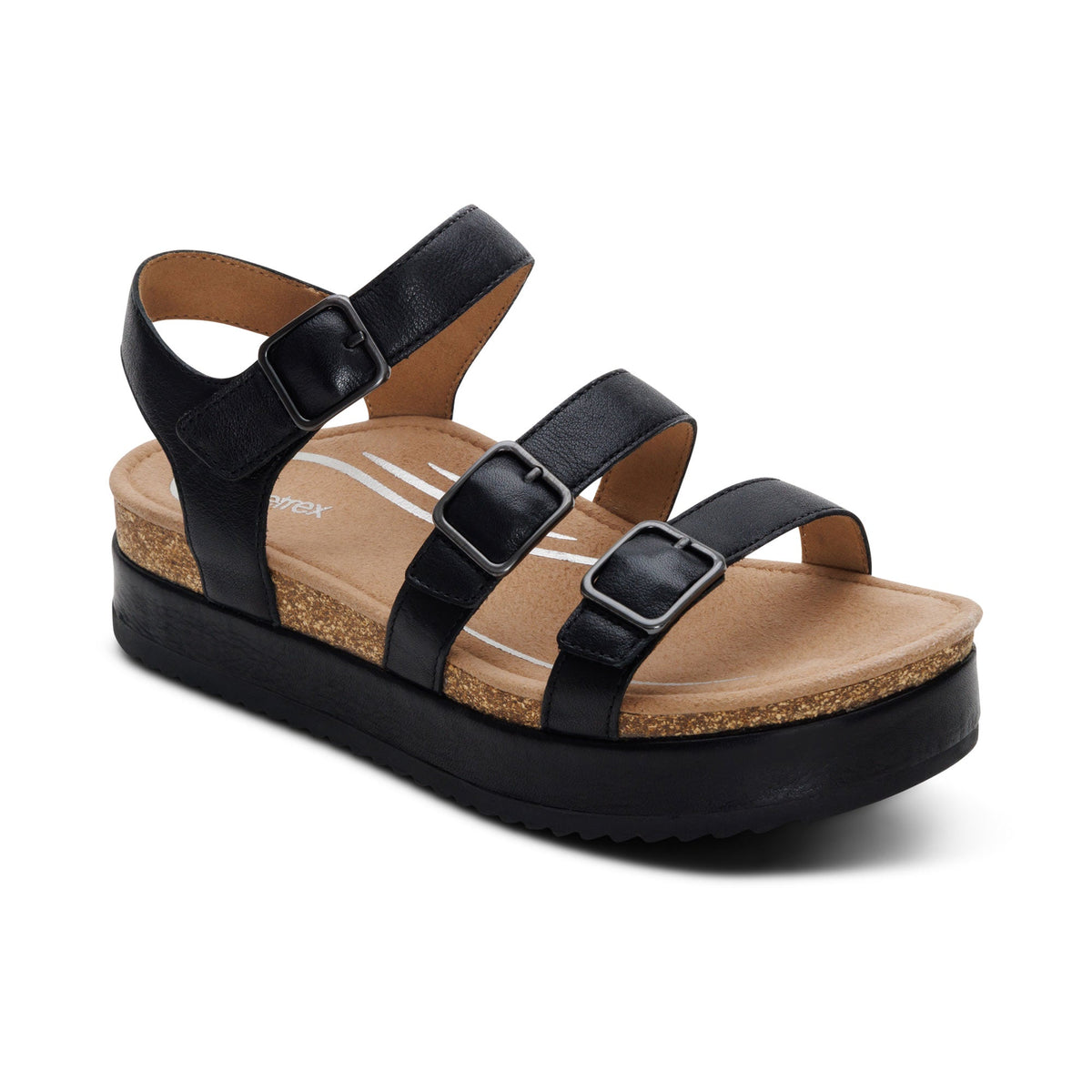 Aetrex Aria Arch Support Platform Sandal - Black