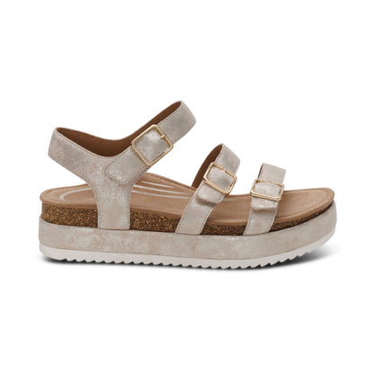 Aetrex Aria Arch Support Platform Sandal - Champagne