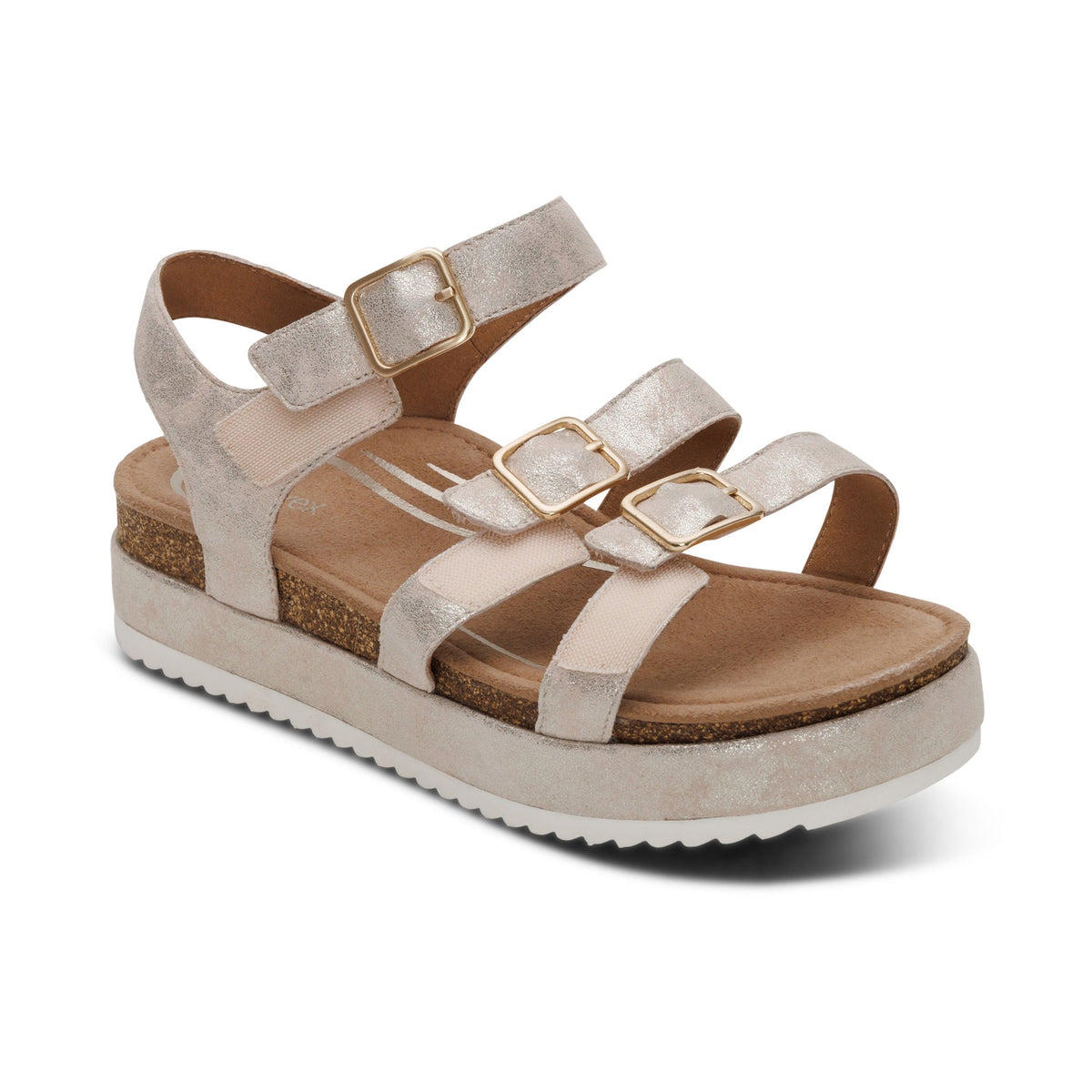 Aetrex Aria Arch Support Platform Sandal - Champagne