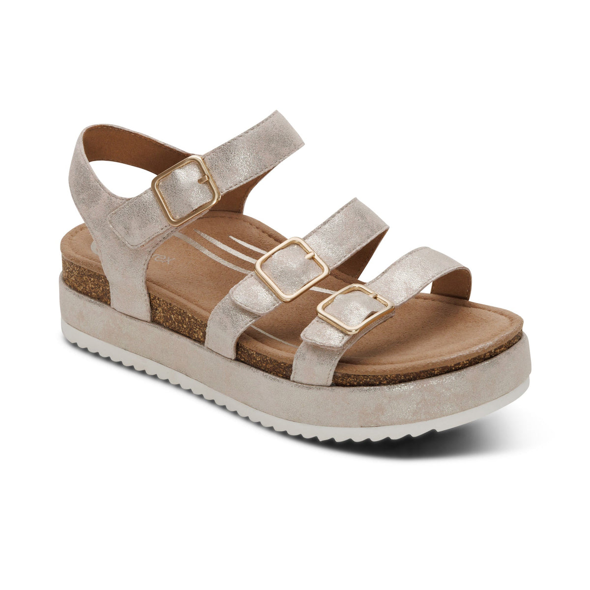 Aetrex Aria Arch Support Platform Sandal - Champagne