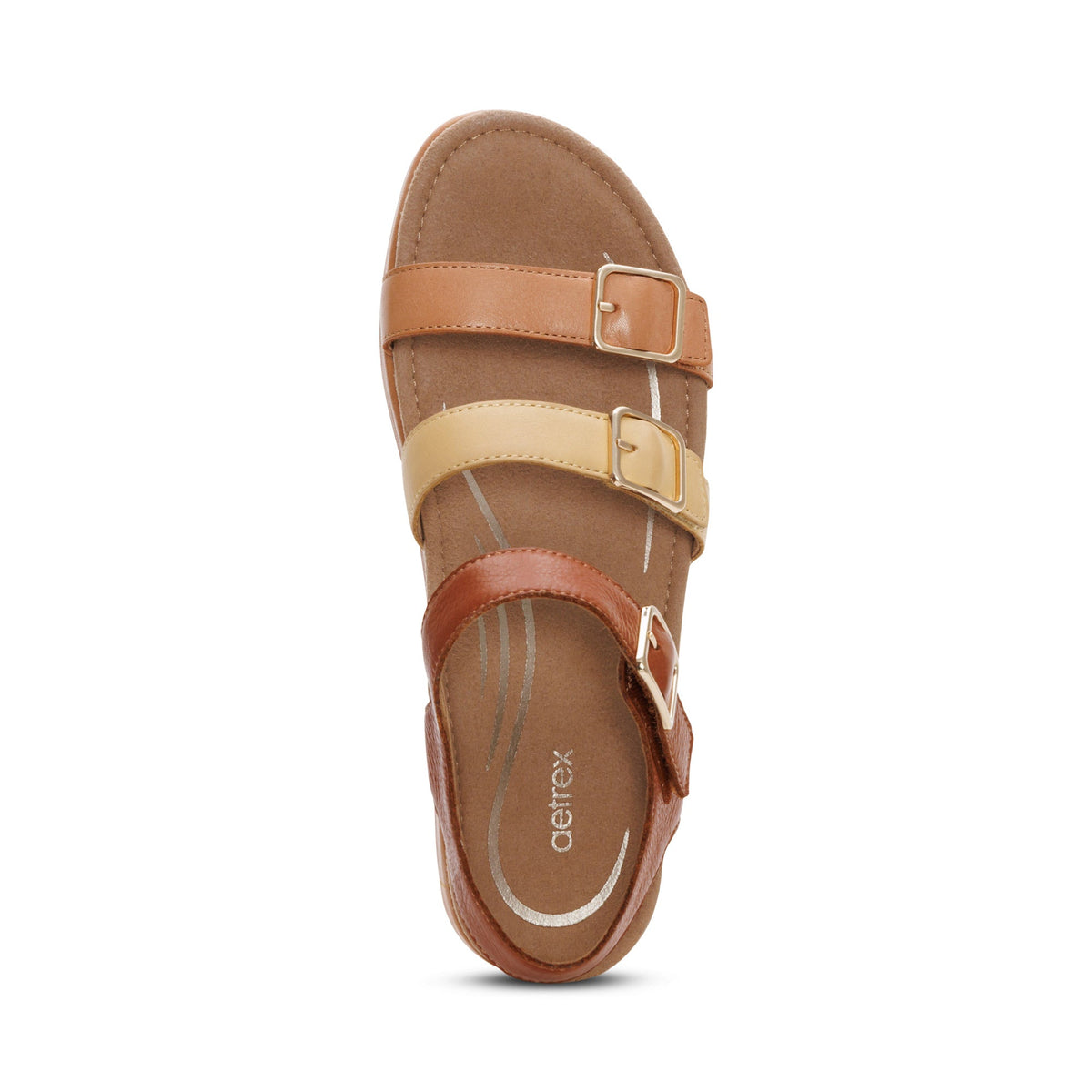 Aetrex Aria Arch Support Platform Sandal - Sand Multi