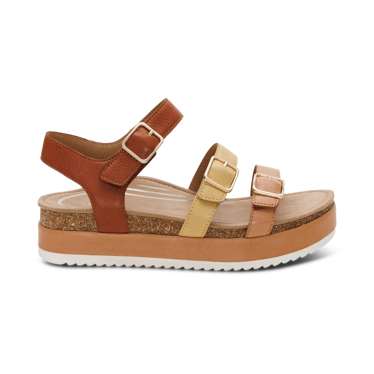 Aetrex Aria Arch Support Platform Sandal - Sand Multi