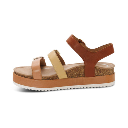 Aetrex Aria Arch Support Platform Sandal - Sand Multi