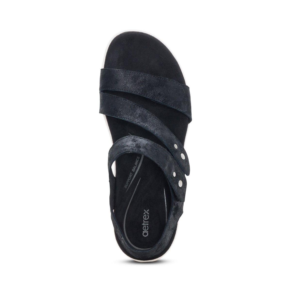 Aetrex Savannah Adjustable Quarter Strap Sandal - Black