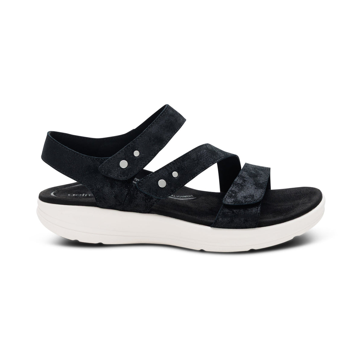 Aetrex Savannah Adjustable Quarter Strap Sandal - Black