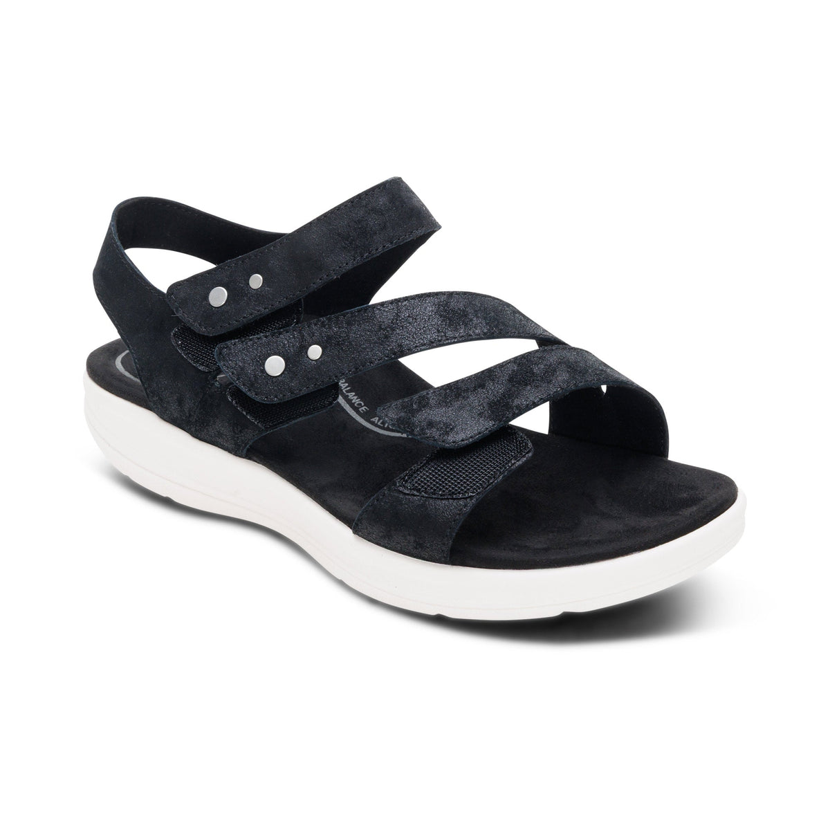 Aetrex Savannah Adjustable Quarter Strap Sandal - Black