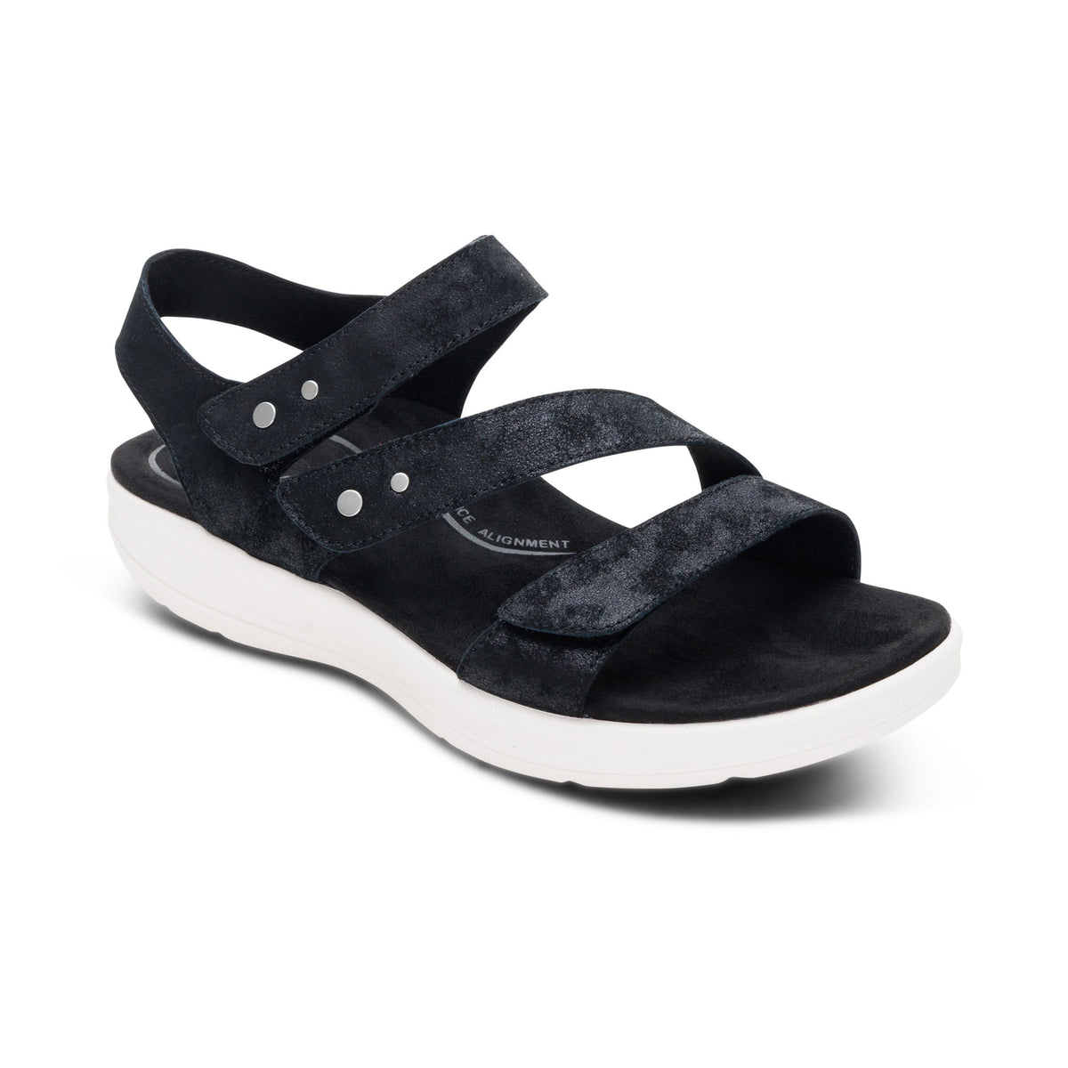 Aetrex Savannah Adjustable Quarter Strap Sandal - Black