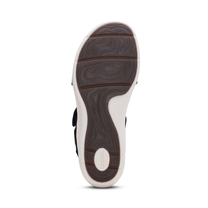 Aetrex Savannah Adjustable Quarter Strap Sandal - Black