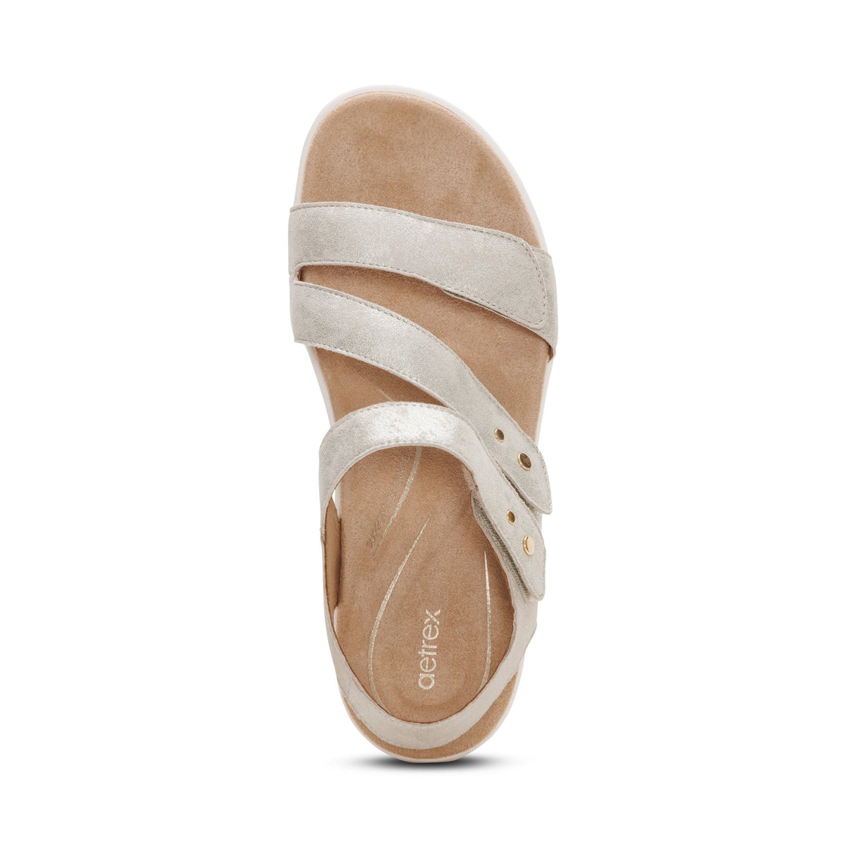 Aetrex Savannah Adjustable Quarter Strap Sandal - Champagne