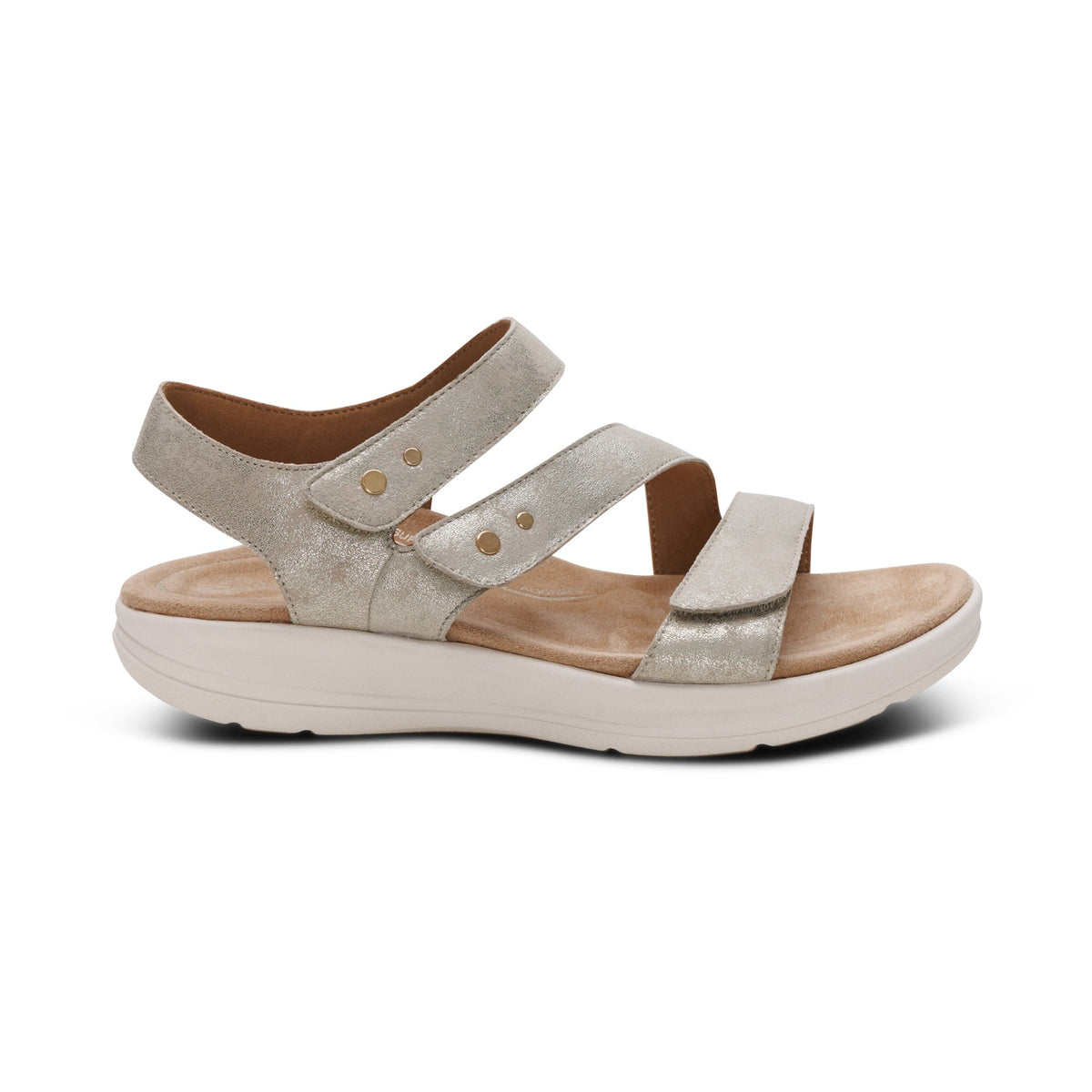 Aetrex Savannah Adjustable Quarter Strap Sandal - Champagne