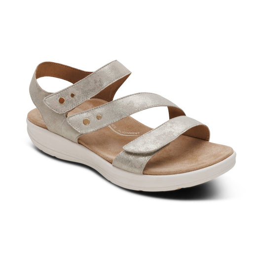 Aetrex Savannah Adjustable Quarter Strap Sandal - Champagne