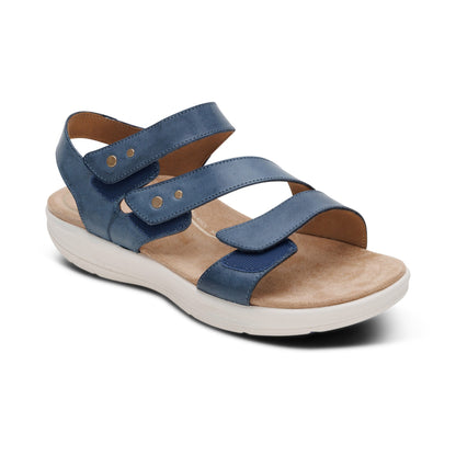 Aetrex Savannah Adjustable Quarter Strap Sandal - Hazy Blue