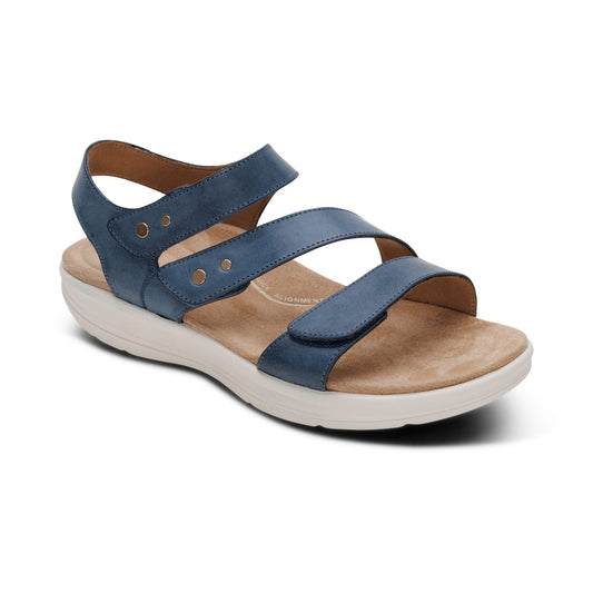 Aetrex Savannah Adjustable Quarter Strap Sandal - Hazy Blue