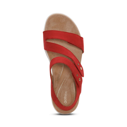Aetrex Savannah Adjustable Quarter Strap Sandal - Red