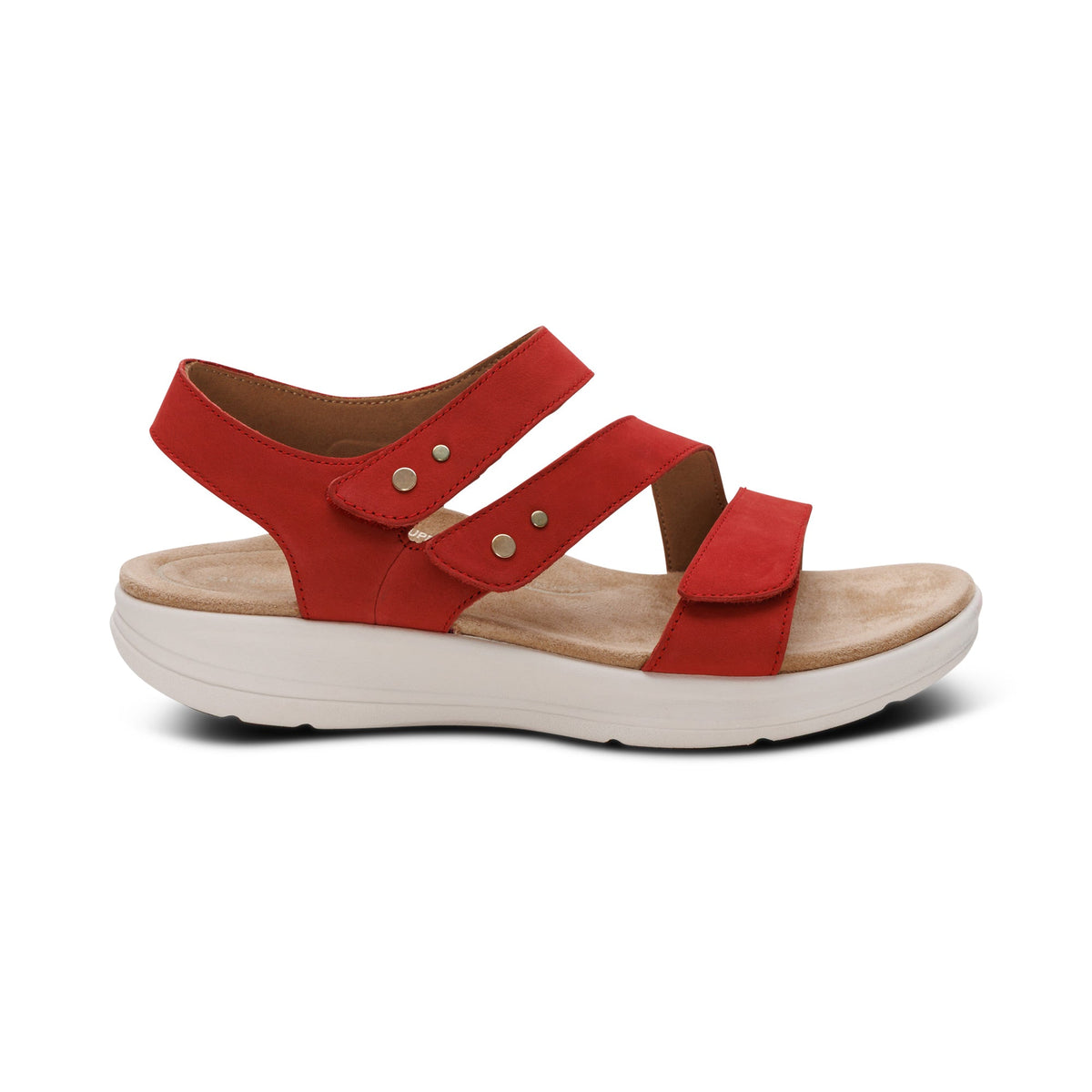 Aetrex Savannah Adjustable Quarter Strap Sandal - Red