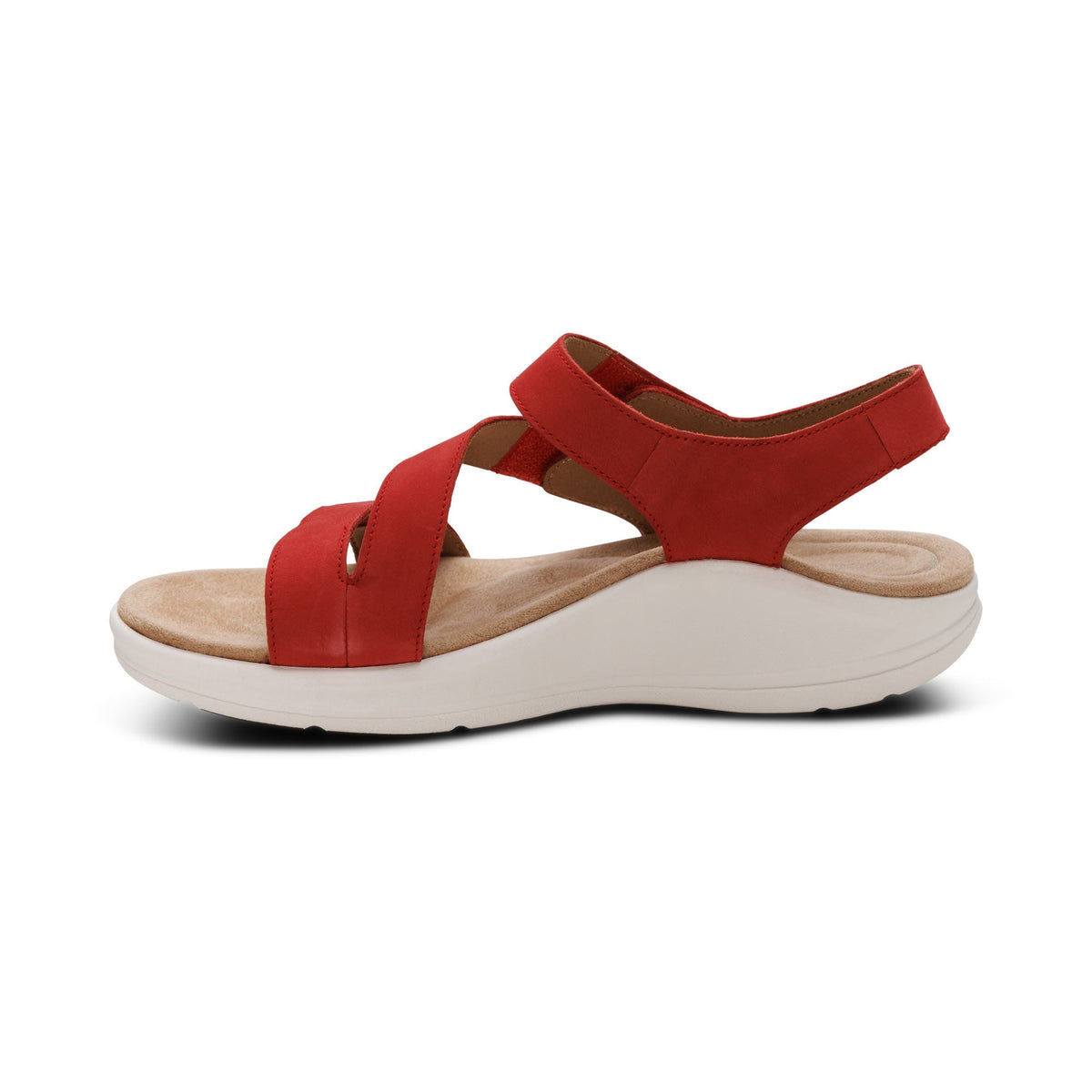 Aetrex Savannah Adjustable Quarter Strap Sandal - Red