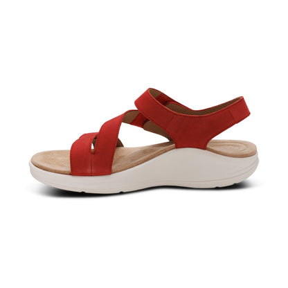 Aetrex Savannah Adjustable Quarter Strap Sandal - Red
