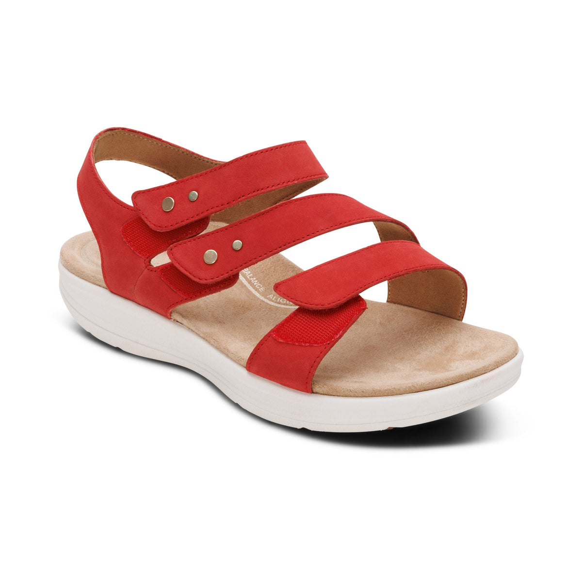 Aetrex Savannah Adjustable Quarter Strap Sandal - Red