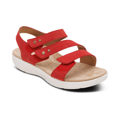Aetrex Savannah Adjustable Quarter Strap Sandal - Red