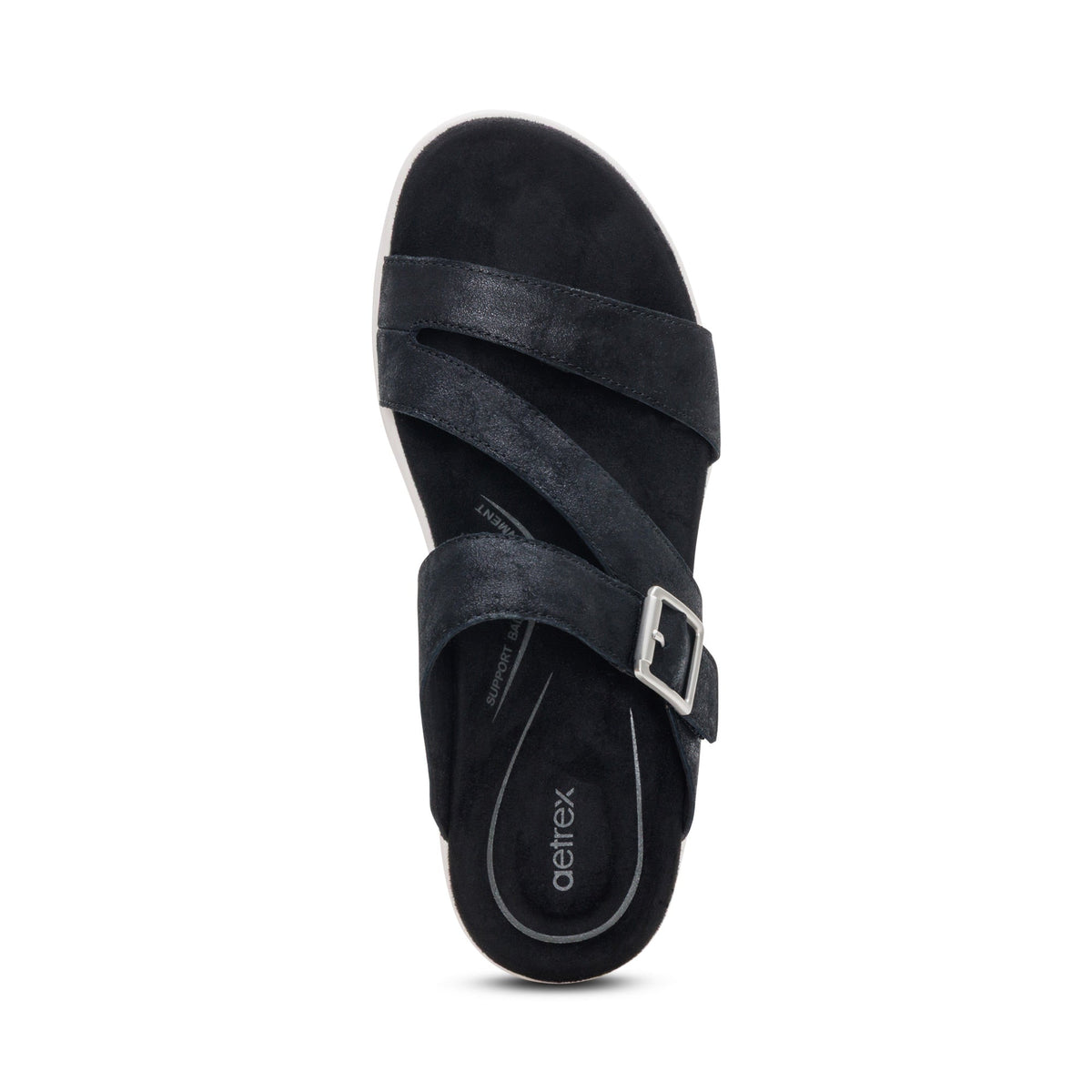 Aetrex Jenny Adjustable Slide Sandal - Black