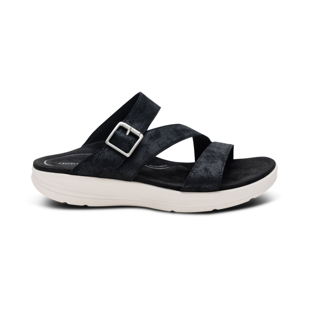 Aetrex Jenny Adjustable Slide Sandal - Black