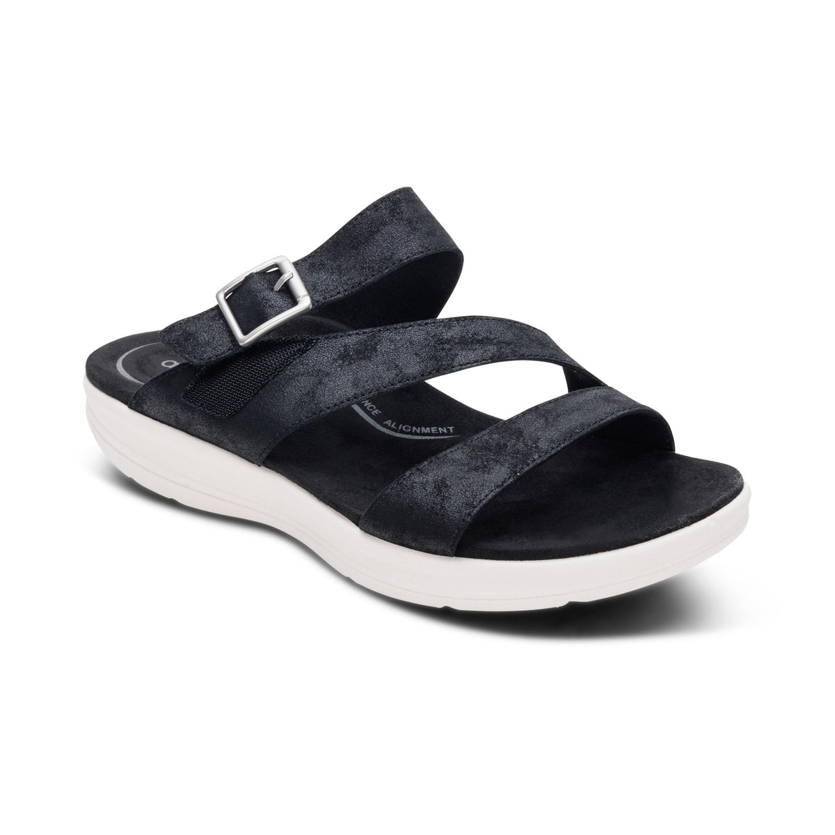 Aetrex Jenny Adjustable Slide Sandal - Black