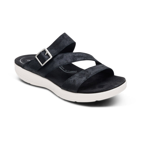Aetrex Jenny Adjustable Slide Sandal - Black