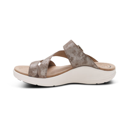 Aetrex Jenny Adjustable Slide Sandal - Taupe