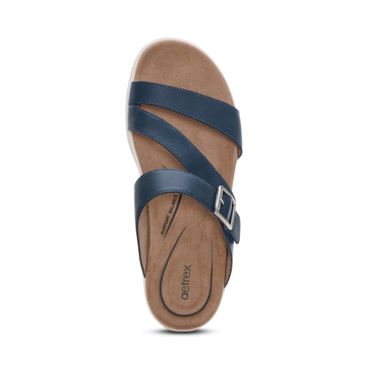 Aetrex Jenny Adjustable Slide Sandal - Navy