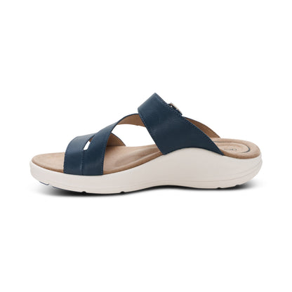 Aetrex Jenny Adjustable Slide Sandal - Navy
