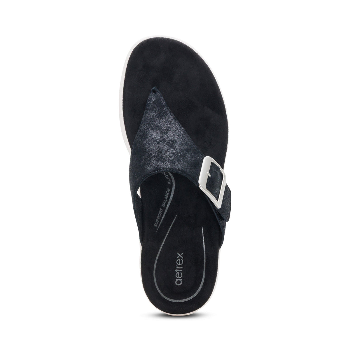 Aetrex Donna Adjustable Thong Sandal - Black
