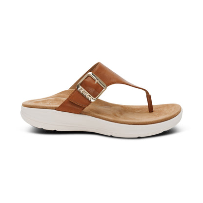 Aetrex Donna Adjustable Thong Sandal - Cognac