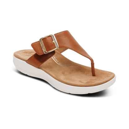 Aetrex Donna Adjustable Thong Sandal - Cognac
