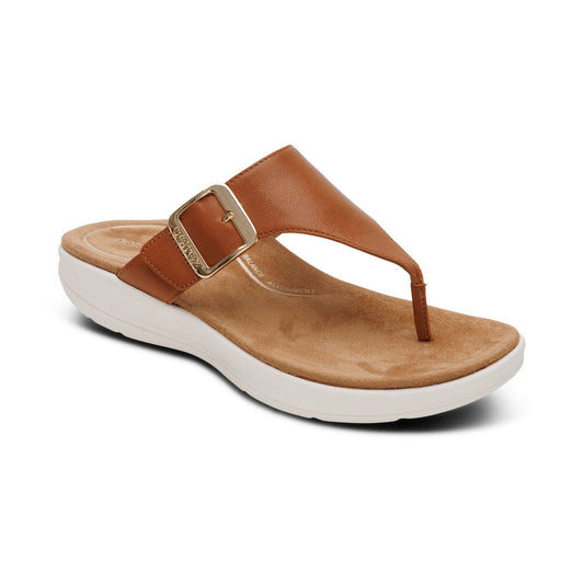 Aetrex Donna Adjustable Thong Sandal - Cognac