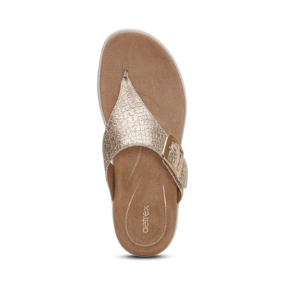 Aetrex Donna Adjustable Thong Sandal - Champagne